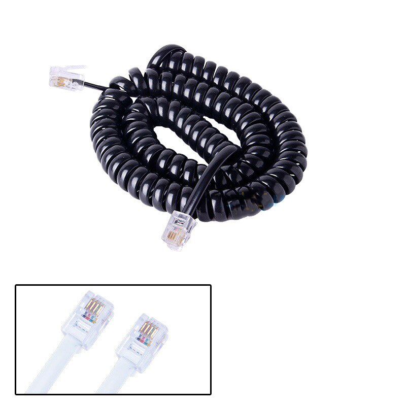 2m telefonrør mottakerledning fasttelefon telefon med krøllet spiral kabel ledning skjøteledning krøllet spiral telefonkabel