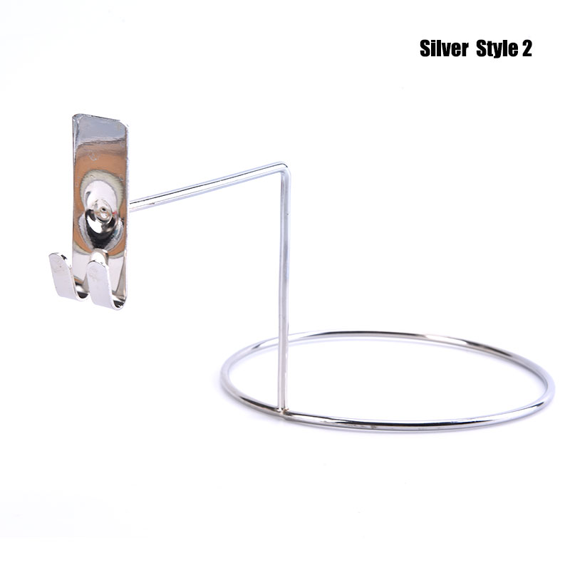 1PC Wall Mounted Helmet Stand Organizer Hanger Hat Cap Storage Display Holder Rack: Silver  2