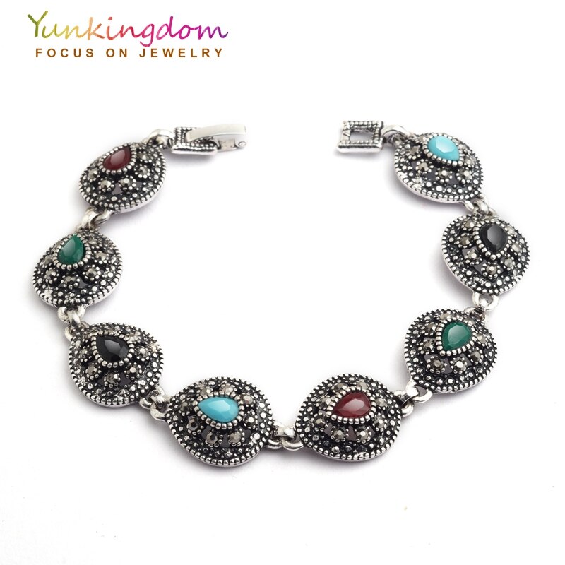Yunkingdom Classic Etnische Antiek Wit Goud Kleur Armbanden Mooie Vrouwen Vintage Armbanden Mode-sieraden YUN0570