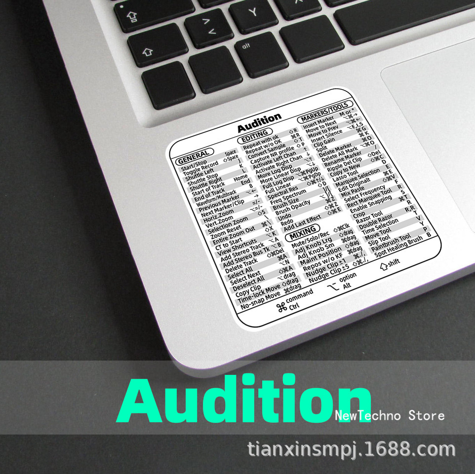 Keyboard Shortcut Stickers for Word Excel Windows/MAC/OS Letter Graphic Laptop Protective Sticker: Pink