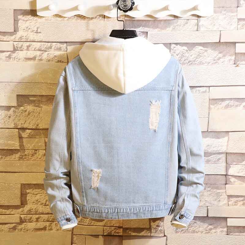 Men's clothing man coats Jeans Casual loose Ripped Holes Vintage Bomber Denim Jacket