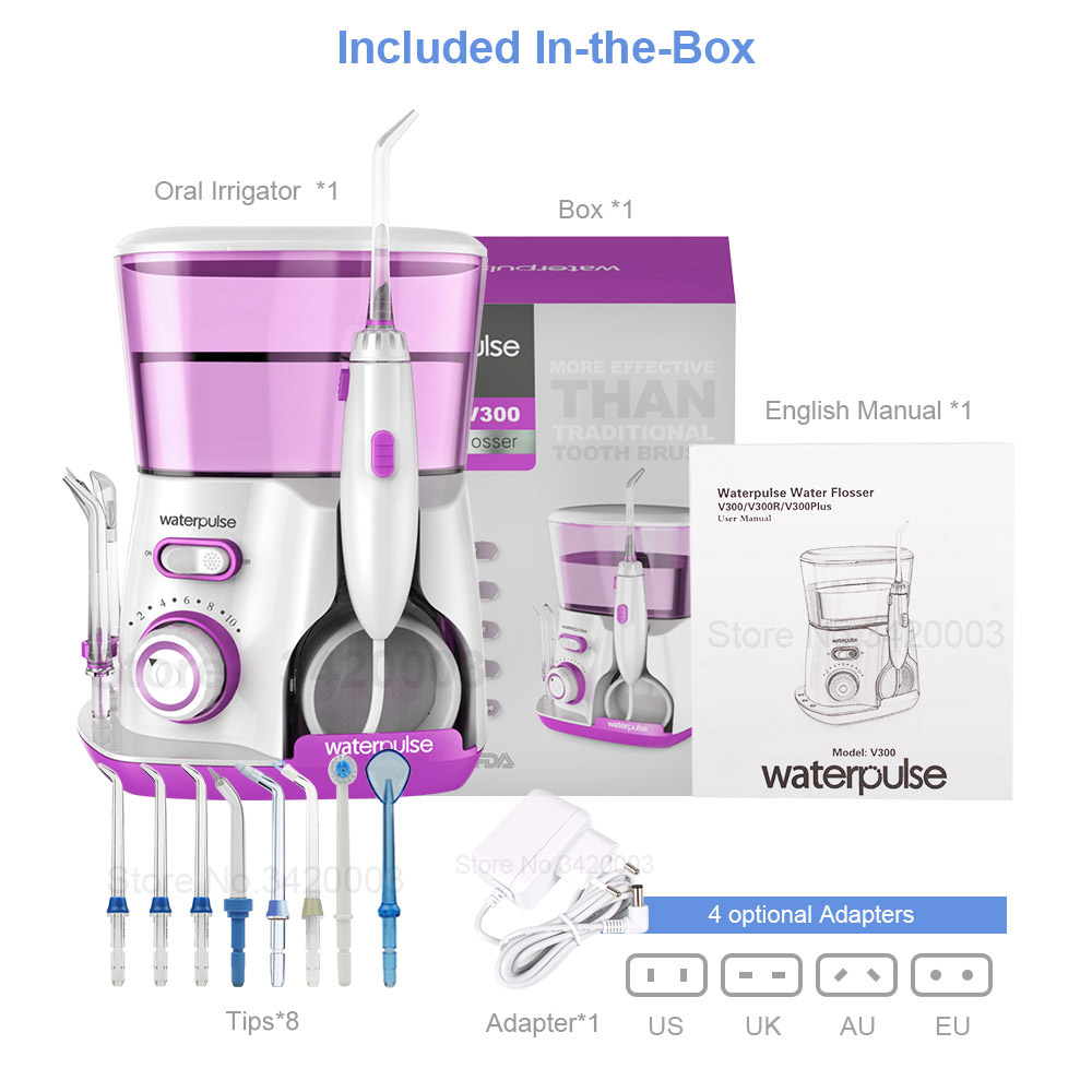 800ml Große Kapazität Oral Irrigator Dental Wasser Flosser 10 Modi Hygiene Wasser Jet Floss Dental Irrigator Flosser Mit 8 jets: 8 Tips Red / EU