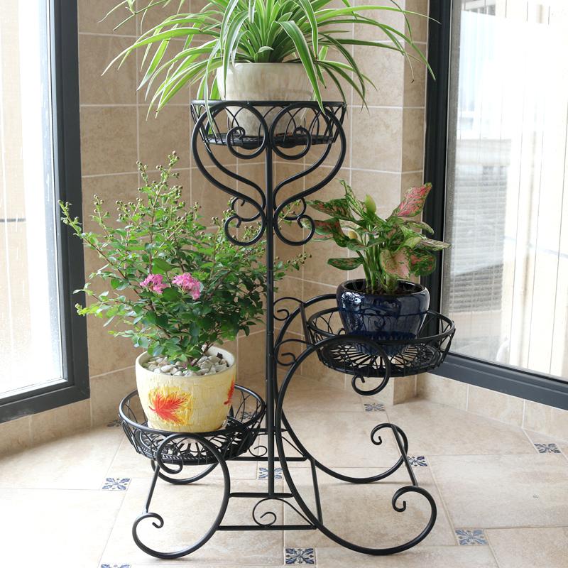 Ijzeren bloemenplank balkon bloempot plank meerlaags binnen woonkamer rek pot rek europese drielaagse plantenstandaard
