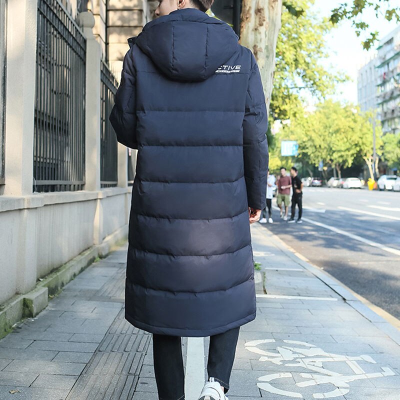 Chaqueta por encima de la rodilla para hombre, abrigos con capucha gruesos y cálidos, informales, a prueba de viento, pareja, chaquetas de pato blancas, Invierno