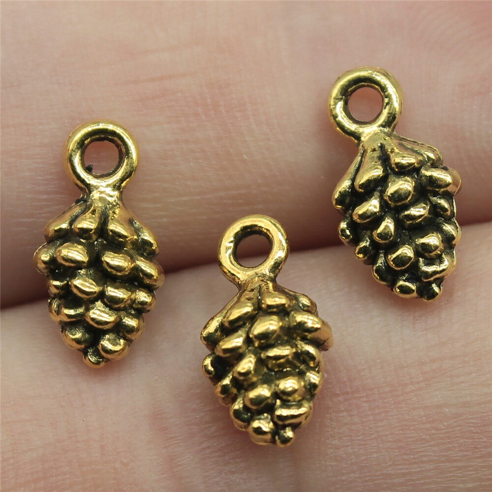 20 stuks 3d hazelnoot pinda's dennenappel bedeltjes knutselbenodigdheden handgemaakte tibetaanse sieraden: 12 x 7 x 7mm- goud