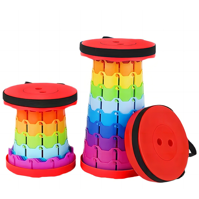 Silla de acordeón plegable redonda portátil, ajuste de altura, herramienta Simple, Columpio de elefante, cola de patio de juegos, 1Pc