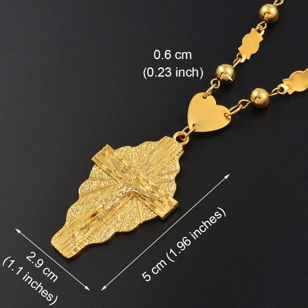 Anniyo Goud Kleur Kruis Hanger Ball Kralen Ketting Kettingen Mannen Vrouwen Hawaii Micronesië Chuuk Marshall Sieraden Kruisen #192306