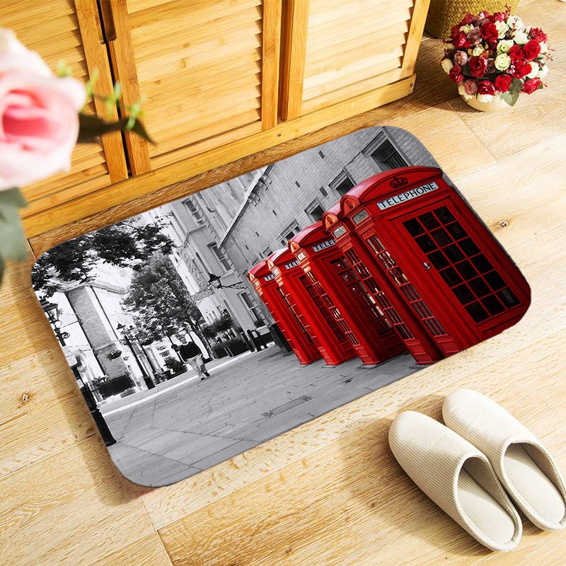 Retro london mobiltelefonboks 40 x 60cm udendørs entré dørmåtte lille område tæppe til soveværelse køkken gang dørmåtte skridsikre dørmåtte: Mu 132