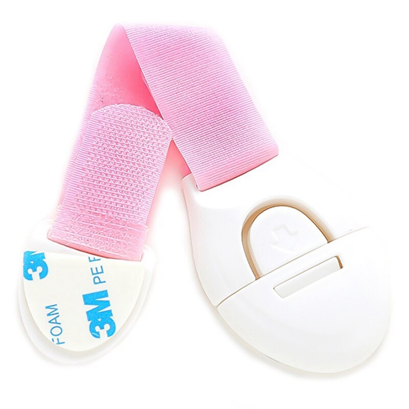 Cerradura de armario de seguridad para chico y bebé de 2 piezas, cerradura de bloqueo para cajones de chico s, Pestillos de rayas de plástico para refrigerador y puertas de taquillas: Rosa