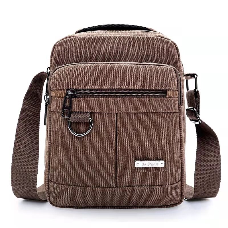 Mannen Handtassen Multifunctionele Schoudertassen Casual Canvas Mannen Tassen Messenger Bags Unisex Paar Canvas Tassen: Bruin