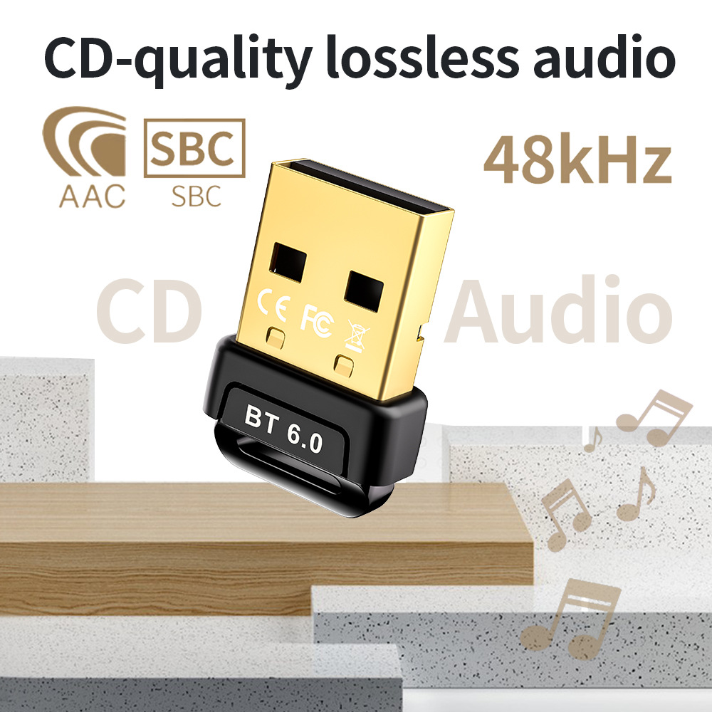 USB Bluetooth Adapter Bluetooth 6.0 5.4 Dongle Bluetooth Receiver & Transmitter for Bluetooth Keyboard/Mouse/Headphone/Speaker