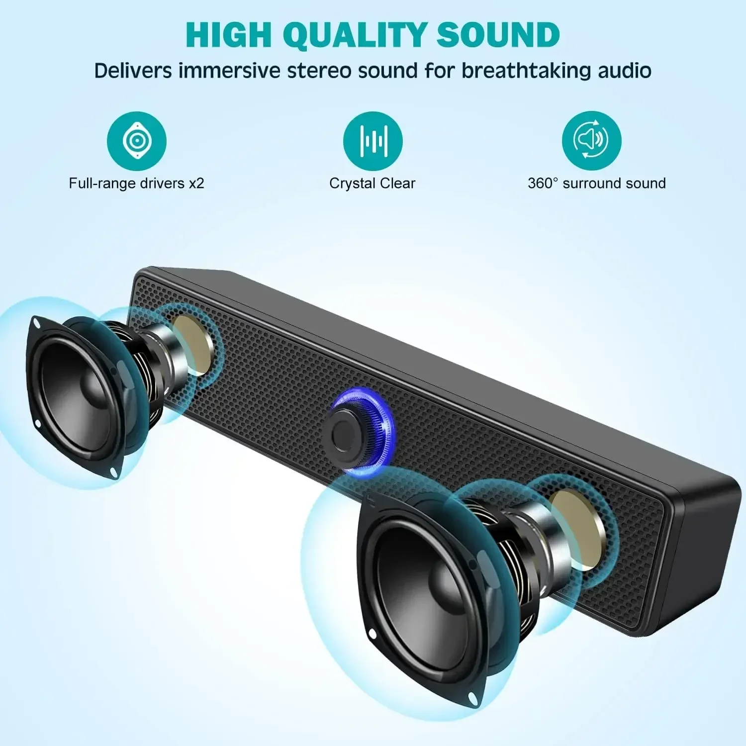 4D Surround Speaker Home Theater Sound System Computer Soundbar for TV Subwoofer Wired Stereo Strong Bass USB Dual Speaker HIFI