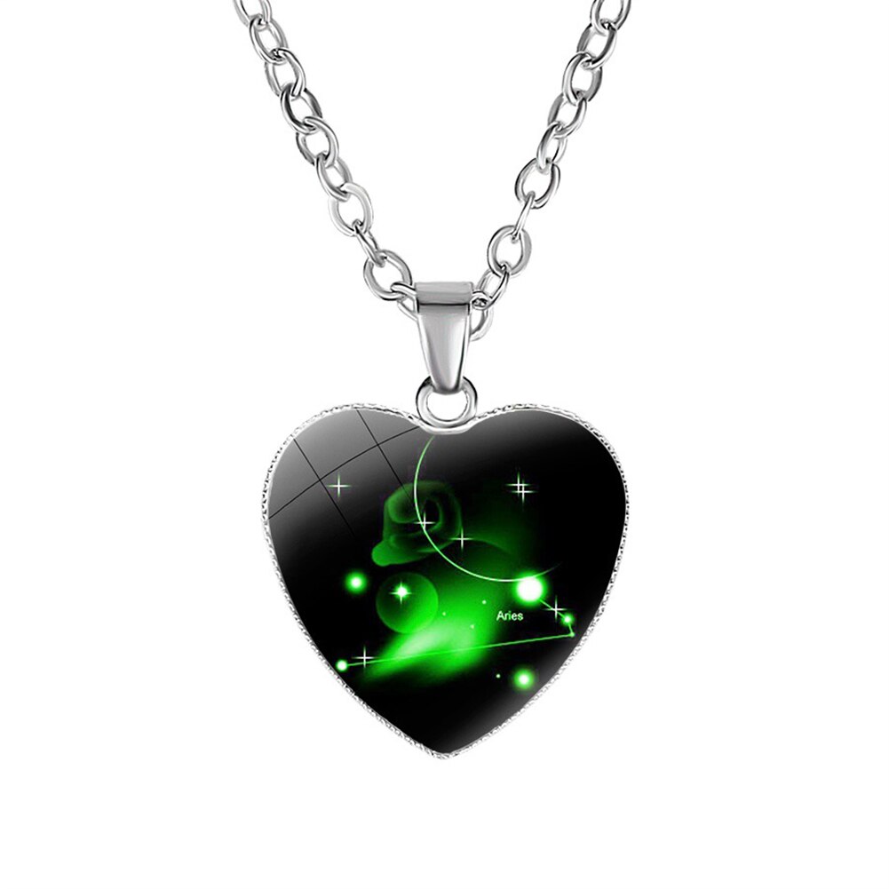Enfants fille collier avec pendentif en forme de coeur astrologique zodiaque signe zodiaque cristal verre Multi graphiques: 1C