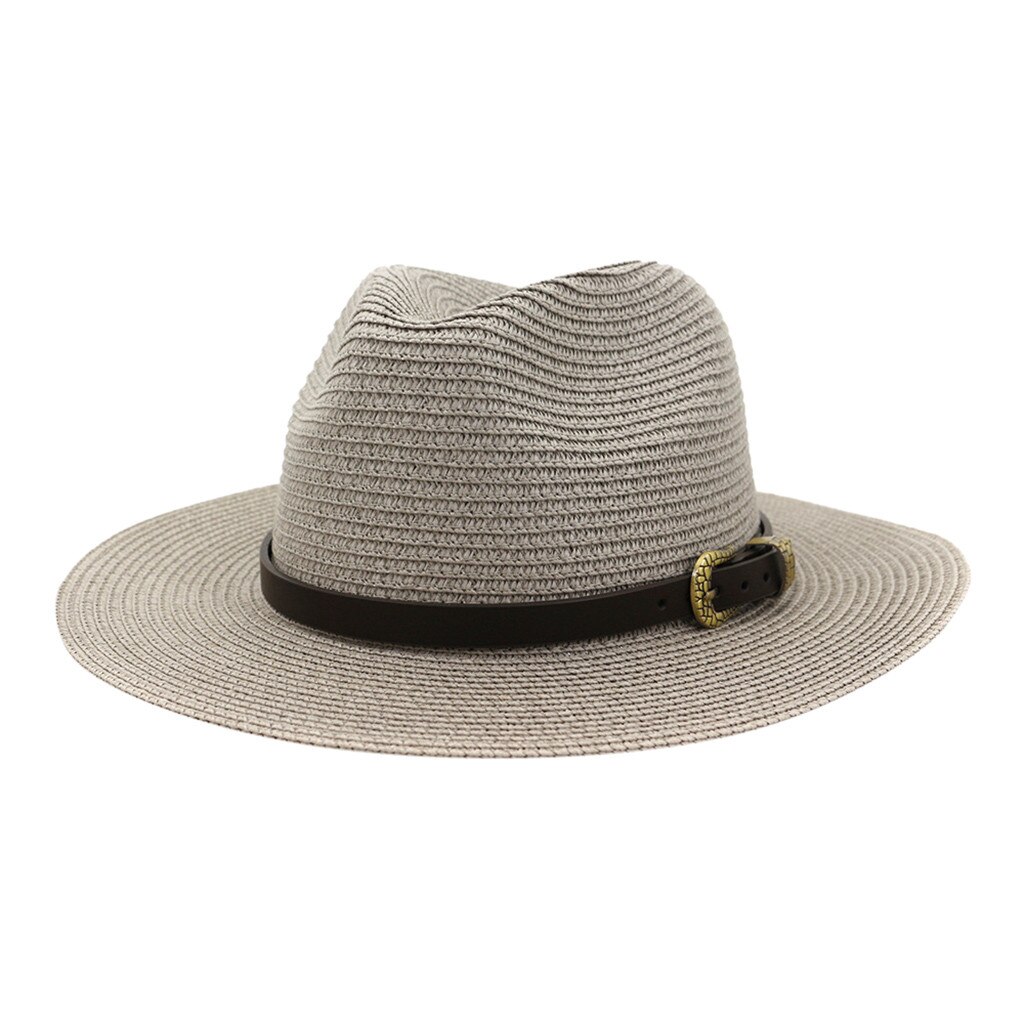 Chapeau large Vintage pour hommes et femmes, avec boucle de ceinture, chapeaux d'extérieur réglables, chapeau de paille respirant et léger pour femmes,