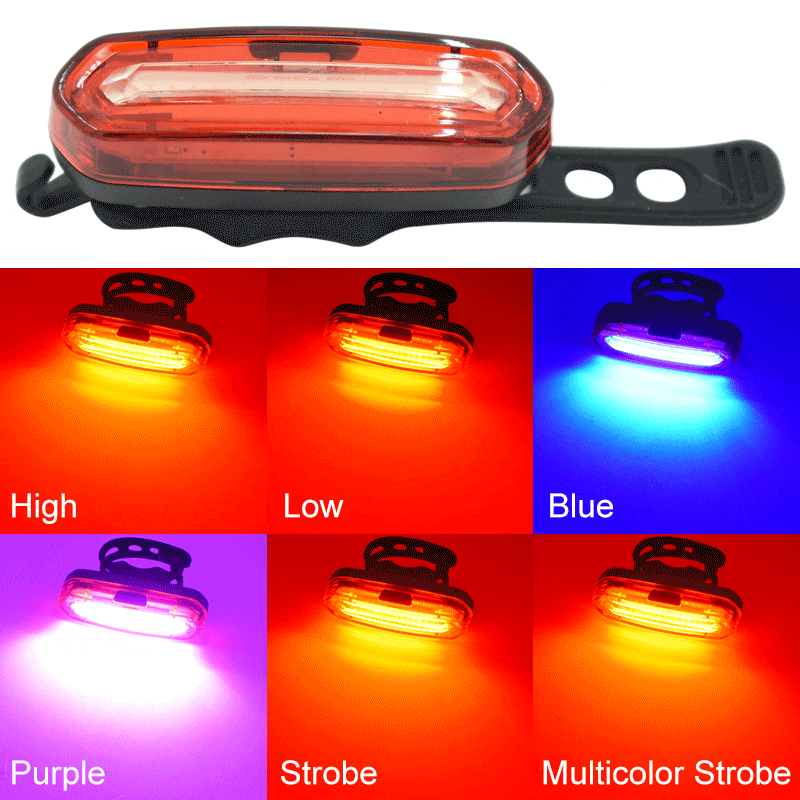 WasaFire Fiets Licht LED Rood Blauw Roze Tricolor Fiets Achterlicht USB Oplaadbare Achterlicht 6 Modes Fietsen Tail Waarschuwing Lampen