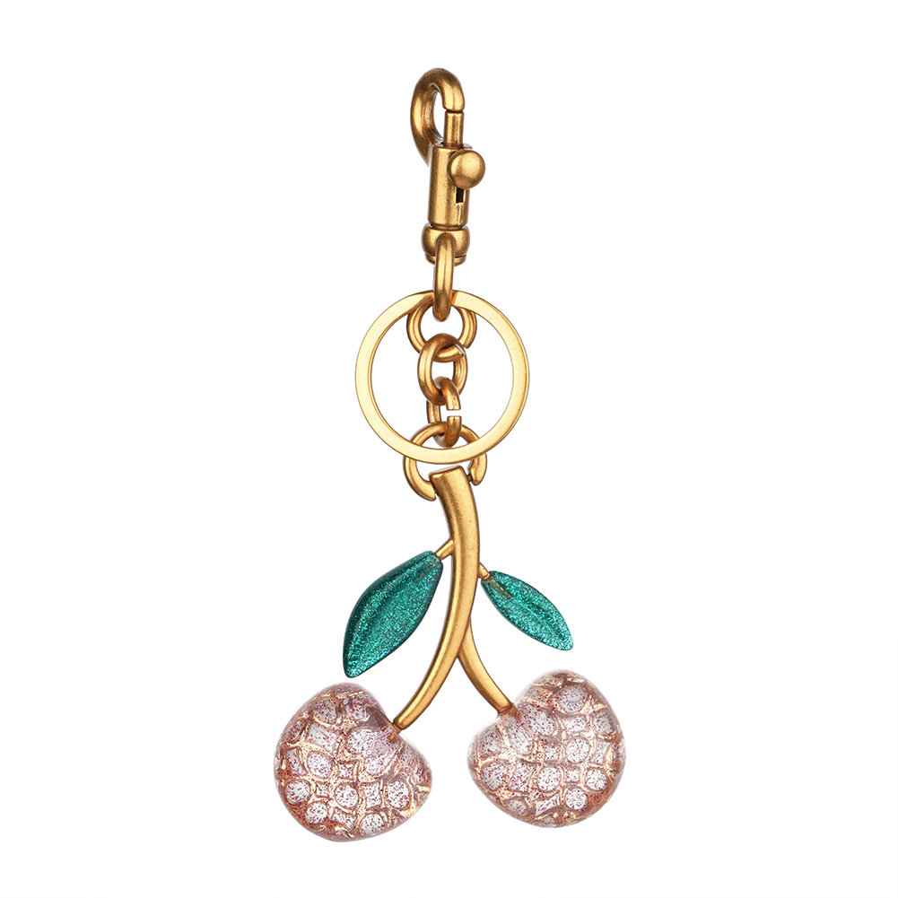 Cherry Charm Handbag Pendant Keychain for Women's Exquisite Internet-famous Crystal Cherry Bag Accessories High-Grade Pendant: Silver