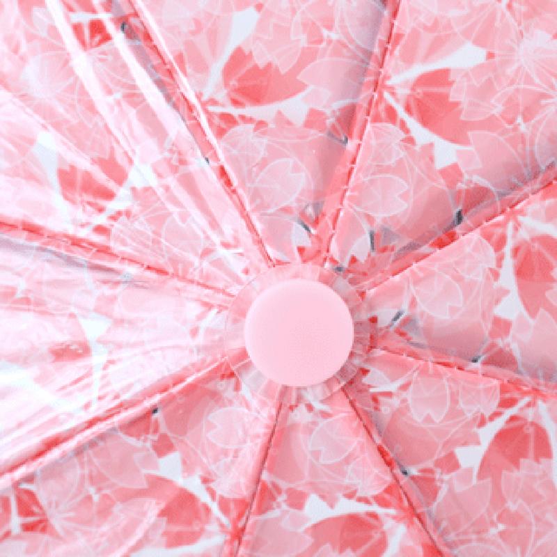 Innovant mignon cerisier fleur modèle pliant parapluie Transparent trois fois parapluie pluie outils transparent
