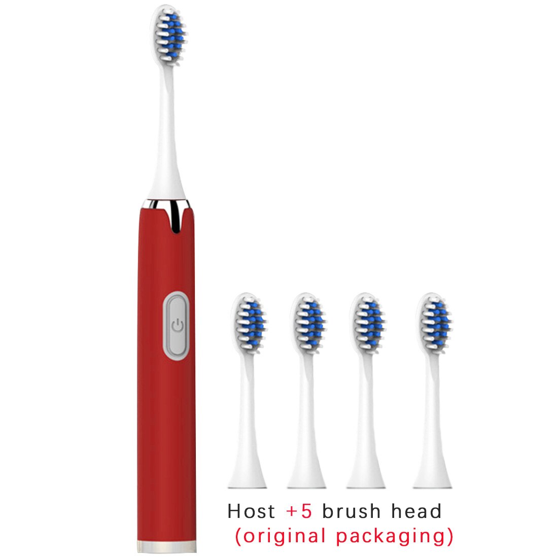 Electric Toothbrush Ultrasonic Sonic Teeth Brush Deep Cleaning Ultrasonic Automatic smart toothbrush rechargeable waterproof: Red 5head with box