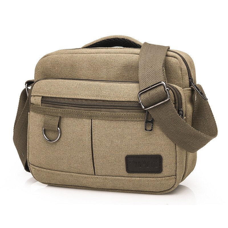 Casual Men's Messenger Bag Men Crossbody Shoulder Bags Male Canvas Travel Packs Top-handle Handbag: Kahki