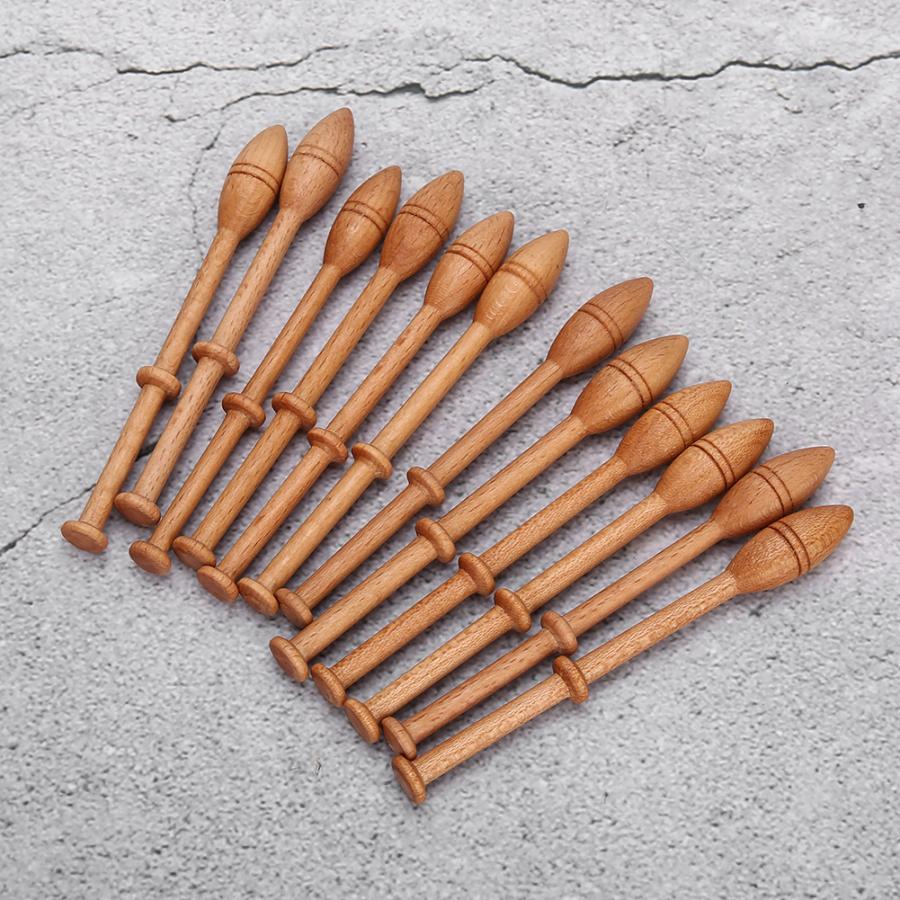 12Pcs Wood Weaving Tools Lace Bobbin Wooden Antique Vintage French Artisan Craft Turned