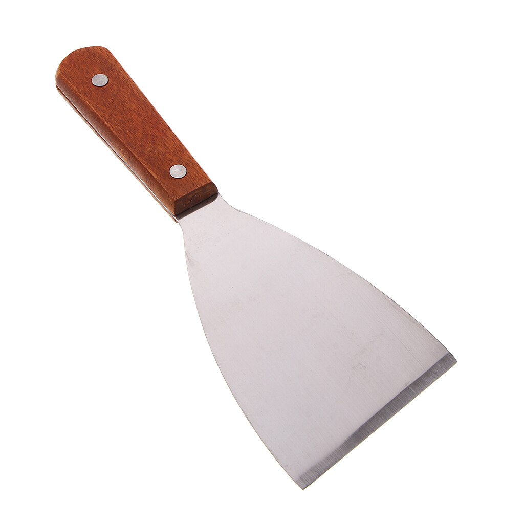 Stainless Steel Putty Knife Griddle Scraper Spatula BBQ Tool with Wood Handle Wall Scraper Blade Candles Making Tools