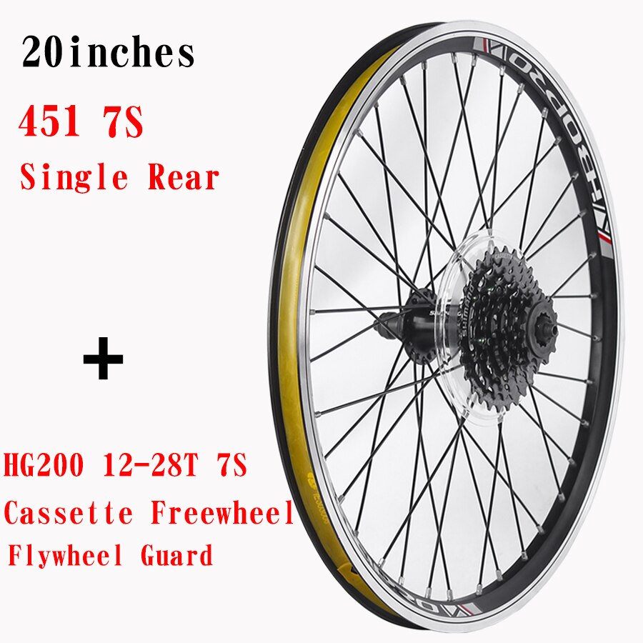 20inch Folding Bike Wheel Rims 451 406 Aluminum alloy RM30 100/135mm 2bearing Wheelset V brake 32H 7-10speed Bicycle wheels: 451 Rear Flywheel 7S