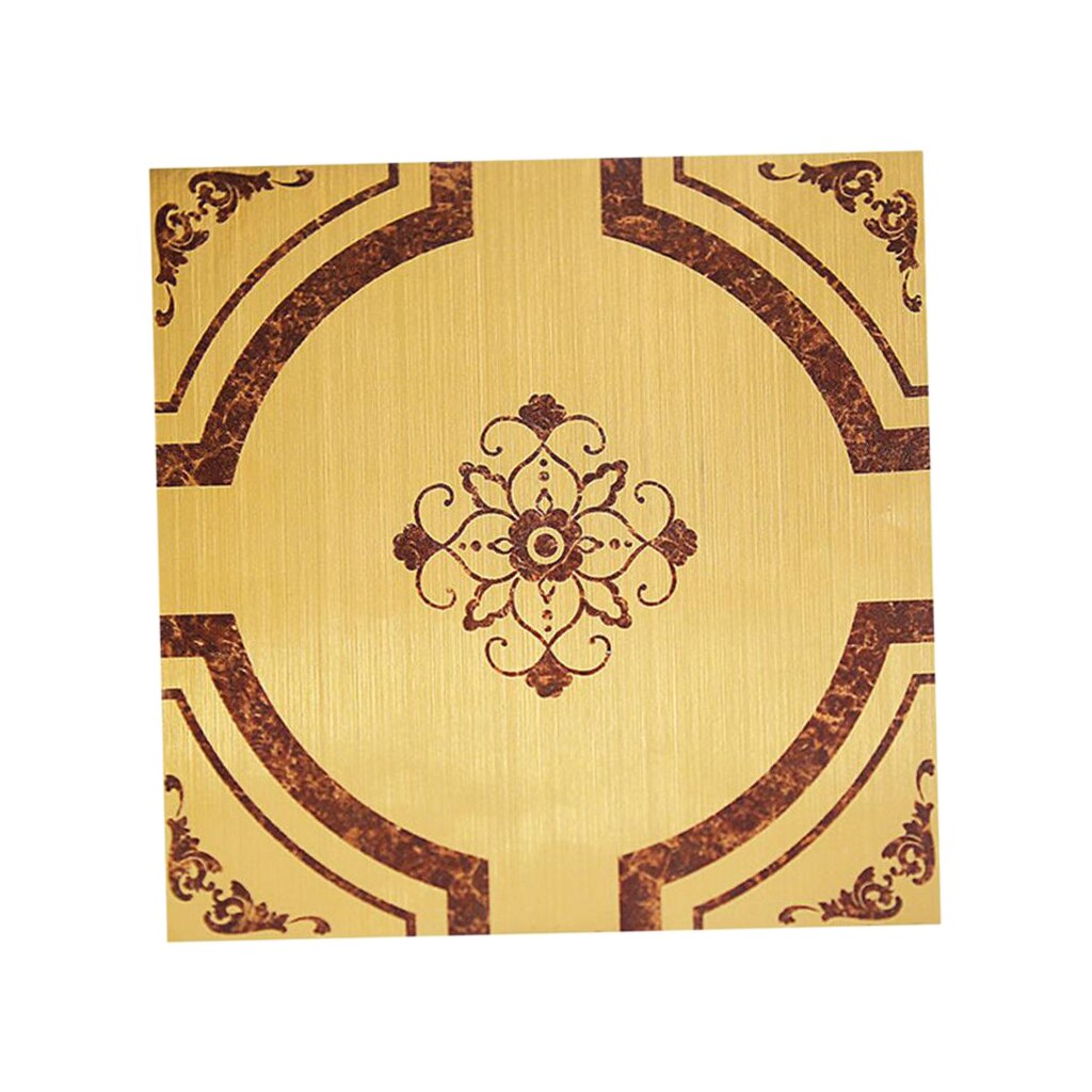 Removable Self Adhesive Floor Stickers PVC Brushed Gold: Style03-40x40cm 40x