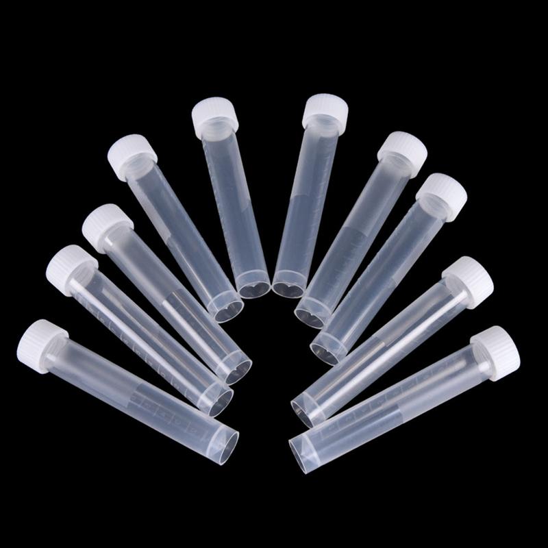10Pcs 10ml White Freezing Tubes Plastic Vials Sample Tubes with Screw Lid