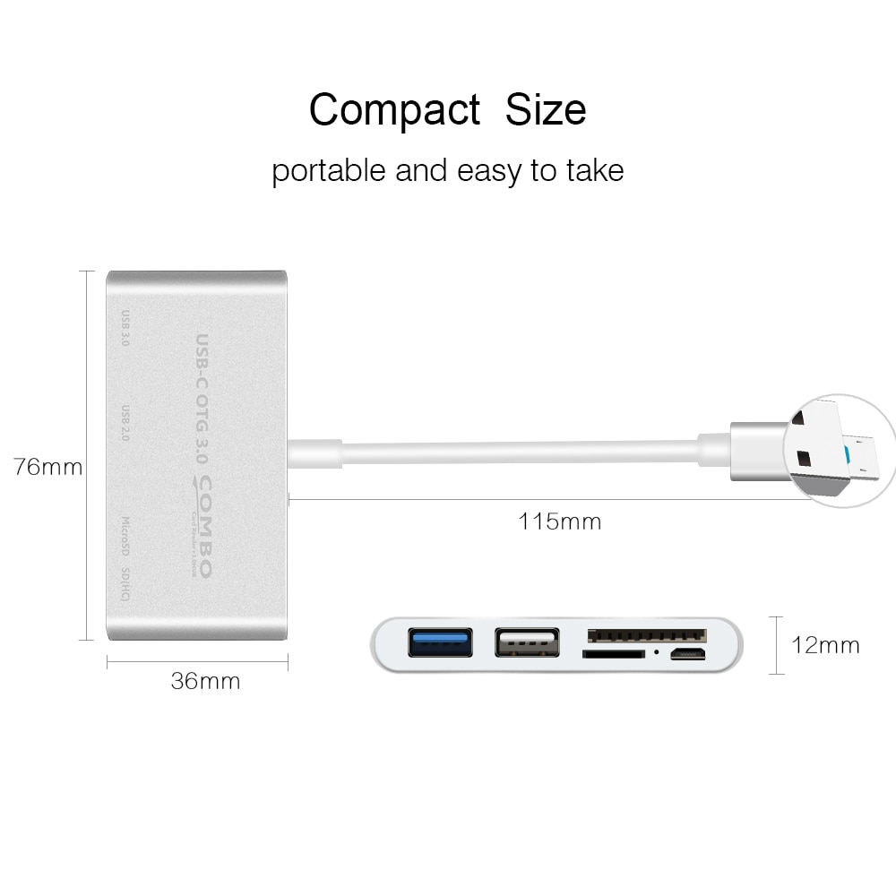 2 in 1 USB 3.0 Hub Micro USB OTG Hub Multi USB Splitter SD/Micro SD Card Reader Charger Port for Macbook PC Android Tablet Phone