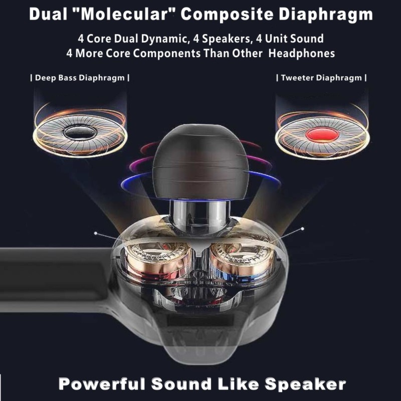 HYUNDAI HT98 double dynamique Ture sans fil écouteurs HIFI stéréo Bluetooth 5.0 AI contrôle tactile paire automatique 600mAH longue veille