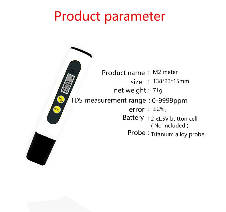 2Pcs Digital TDS Meter Water Tester Measuring Pen 0.01 Accurate Filter Aquarium Pool Water Purity Test Tool