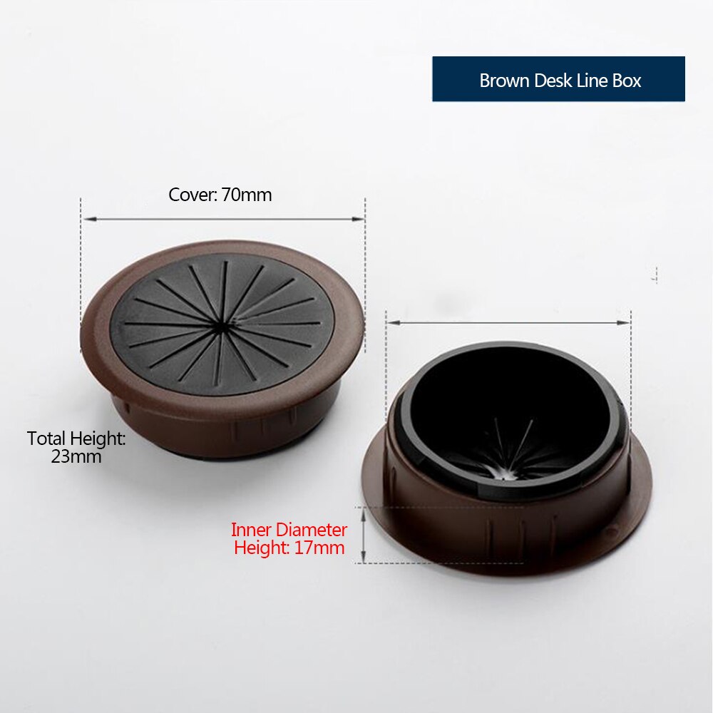 1Pcs Desk Line Hole Cover 60mm Plastic Round Line Box For Furniture Cabinets Computer Desk Thread Hole Cover Office Accessories: Brown