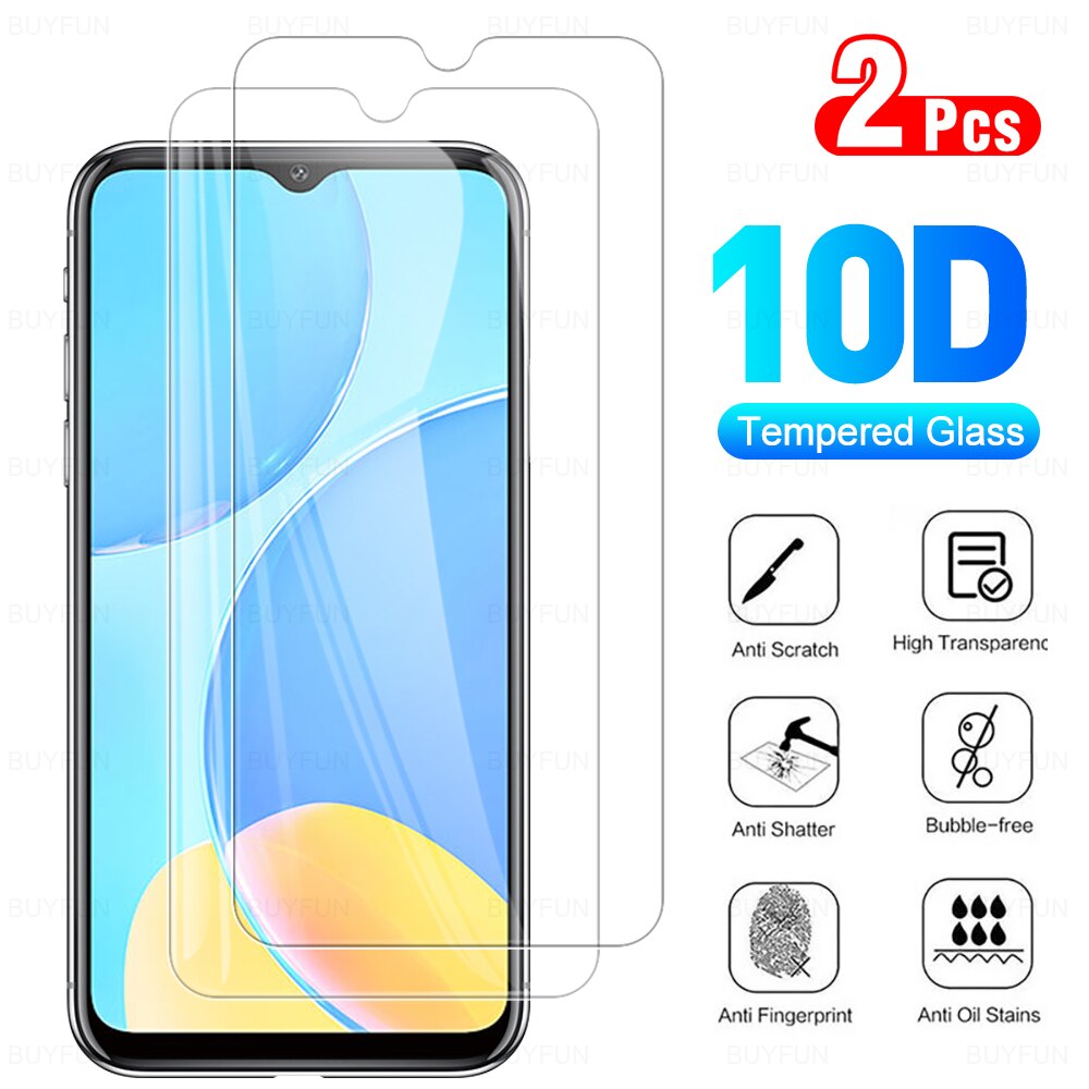 2x Displayschutzfolie für OPPO A16, A15s, A15 - 10D Panzerglas - Vollständig Abdeckend HD Klar