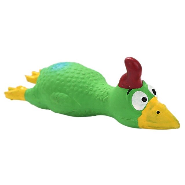 Screaming Rubber Chicken Dog Squeaky Toy Soft Chew Molar Dog Toy for Puppy Small Medium Dogs: Green