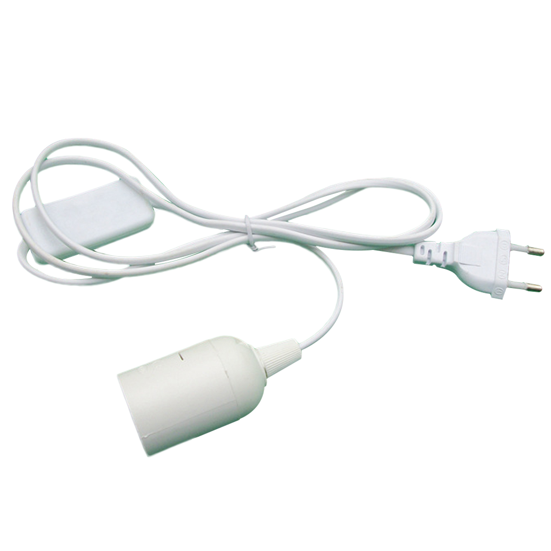 1.5m Power Cord Cable E27 Lamp Bases EU/US Plug with Switch Wire for Pendant LED Bulb E27 Hang Lamp Suspension Socket Holder: White / US Plug