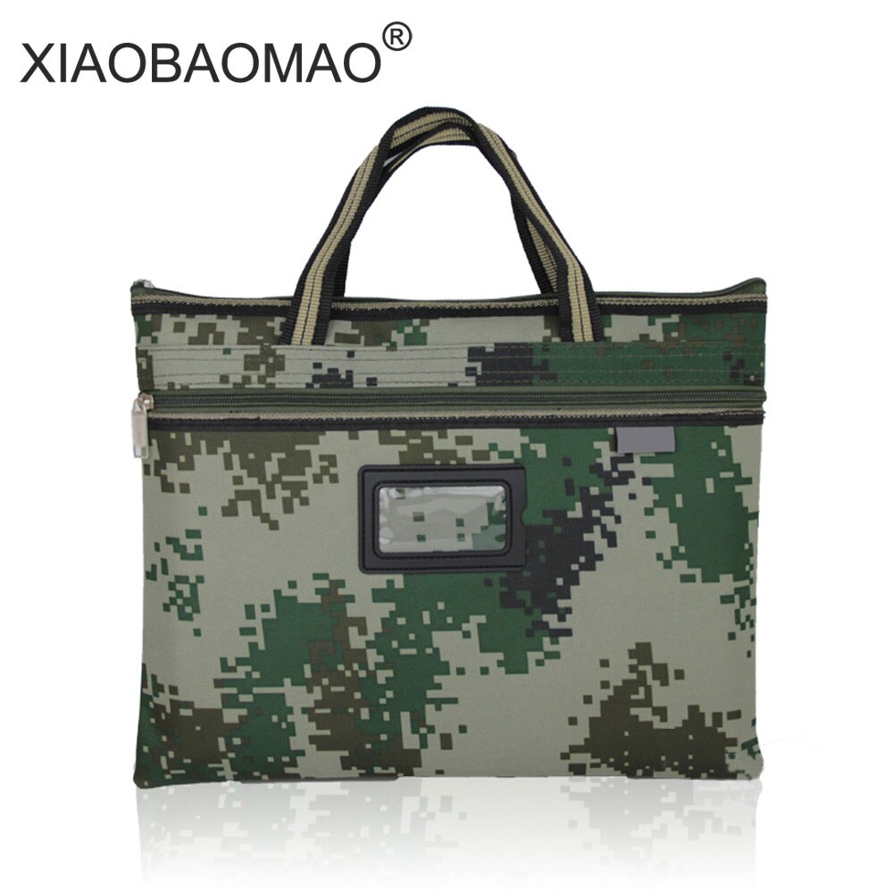 Large capacity men's business file organizer camouflage series document folder A4 file bag canvas office supplies: Default Title