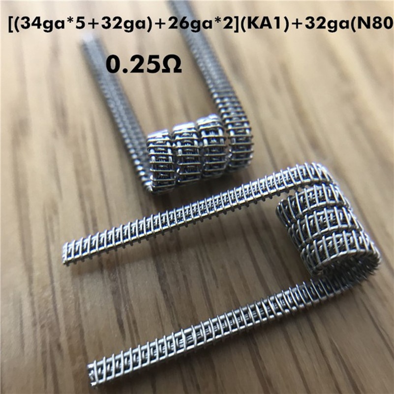 10PCS Premade Heating Coil Wire High Density Ni80 SS316L KA1 Framed Staple Juggernaut Stagger Fused RDA RBA RTA Vape Coils