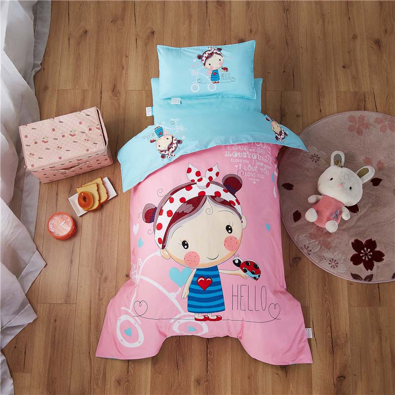 Bomuld 3 stk/sæt børnehave quilt tegneserie børneværelse sengetøj sæt baby tremmeseng quilt cover lagener uden fyld blød: 4