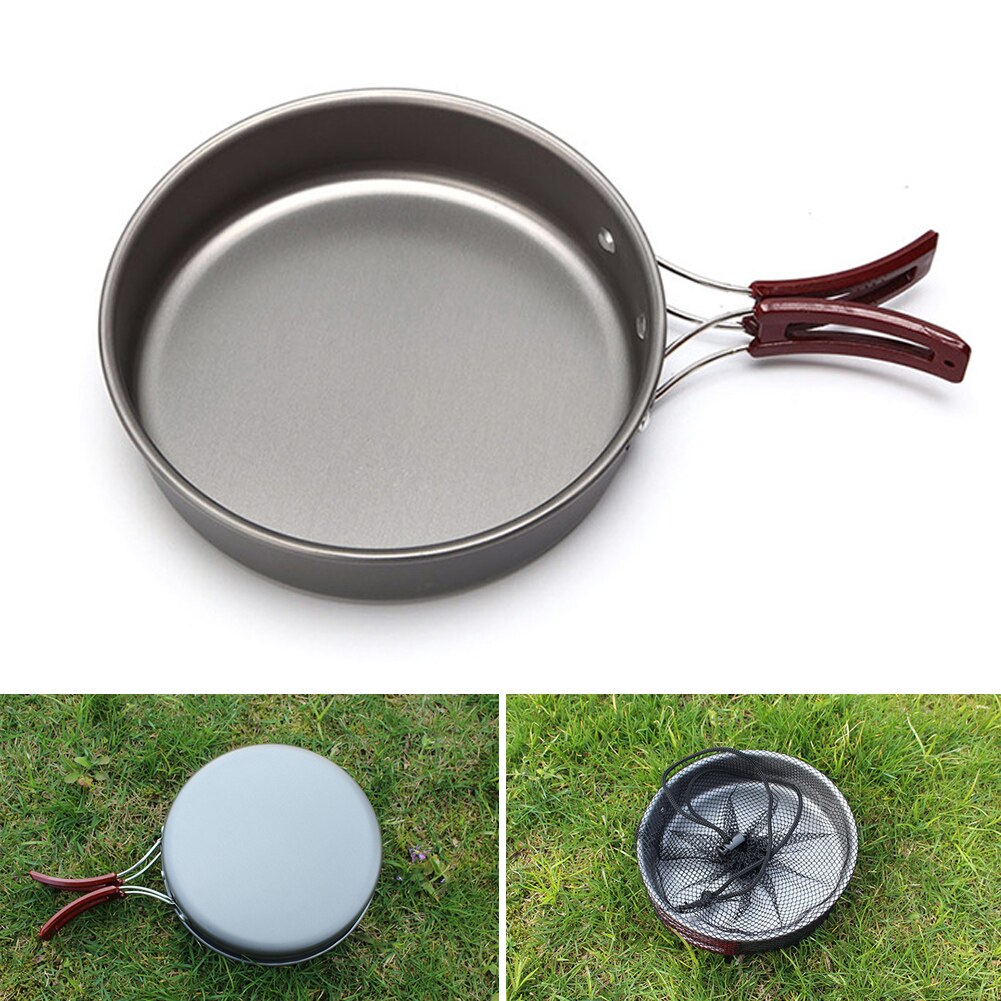 Aluminum Alloy Outdoor Camping Pot Picnic Medium Frying Pan Fry Pan Portable Single Pot Diameter 18CM 1.1L Round Pot