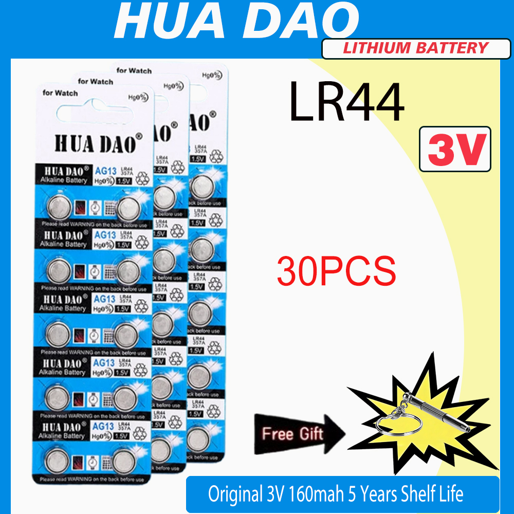 2-30 Pezzi Batterie LR44 ad Alta Capacità L1154F AG13 SR44 A76, Batterie Alcaline Premium 1.5V a Bottone per Calcolatrice: Rosso