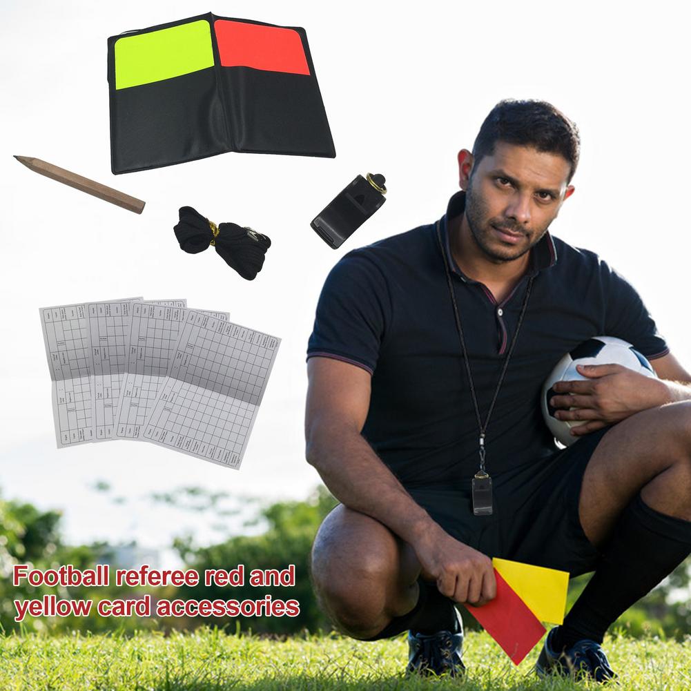 Conjunto de tarjetas de árbitro de fútbol, árbitro de advertencia de fútbol, tarjetas rojas y amarillas, libro de bolsillo, árbitro, silbato, lápiz para equipo de fútbol