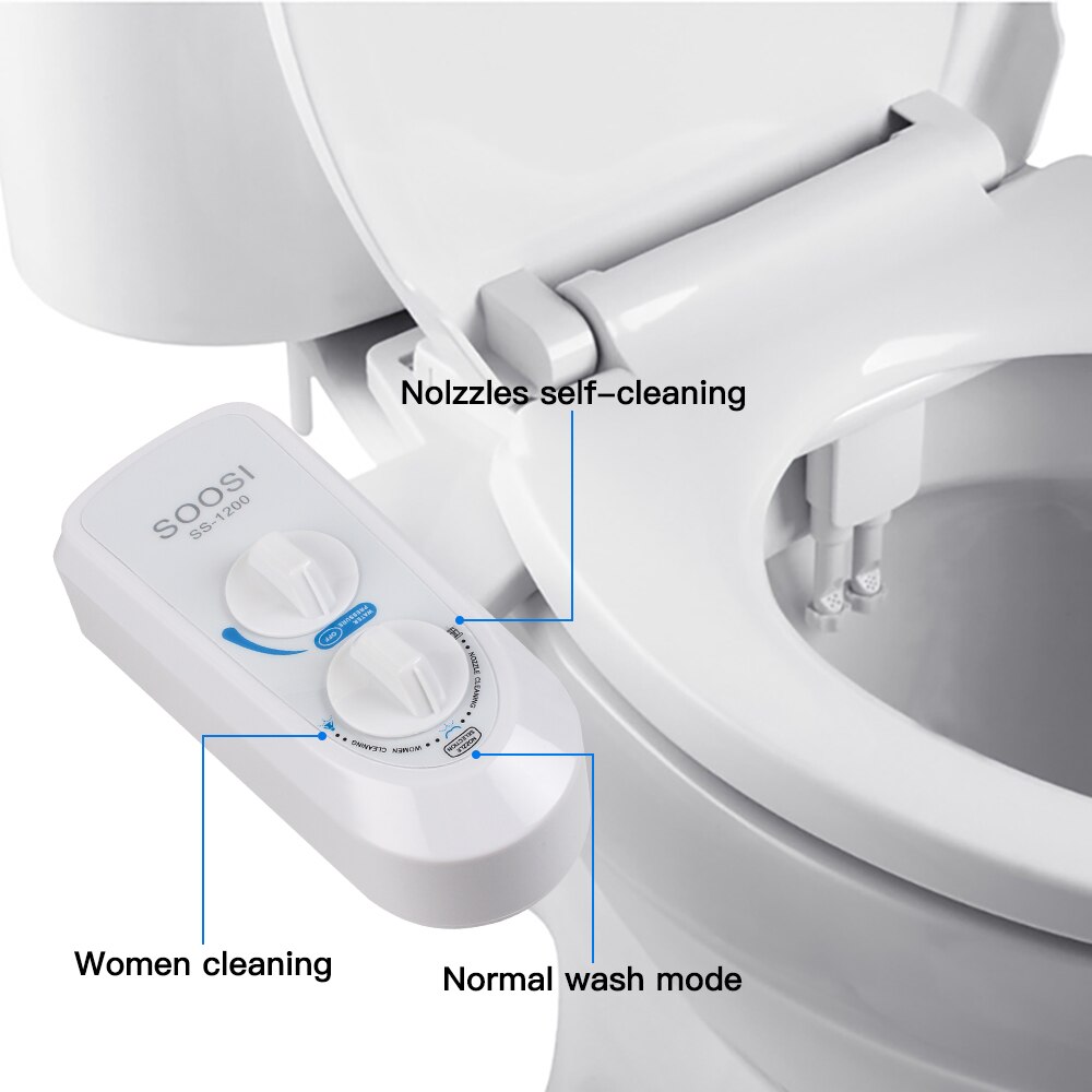 Bidet vedlegg ikke-elektrisk bidet toalett sete selvrensende dobbel dyse ferskvann bidet sprøyte mekanisk muslimsk vask