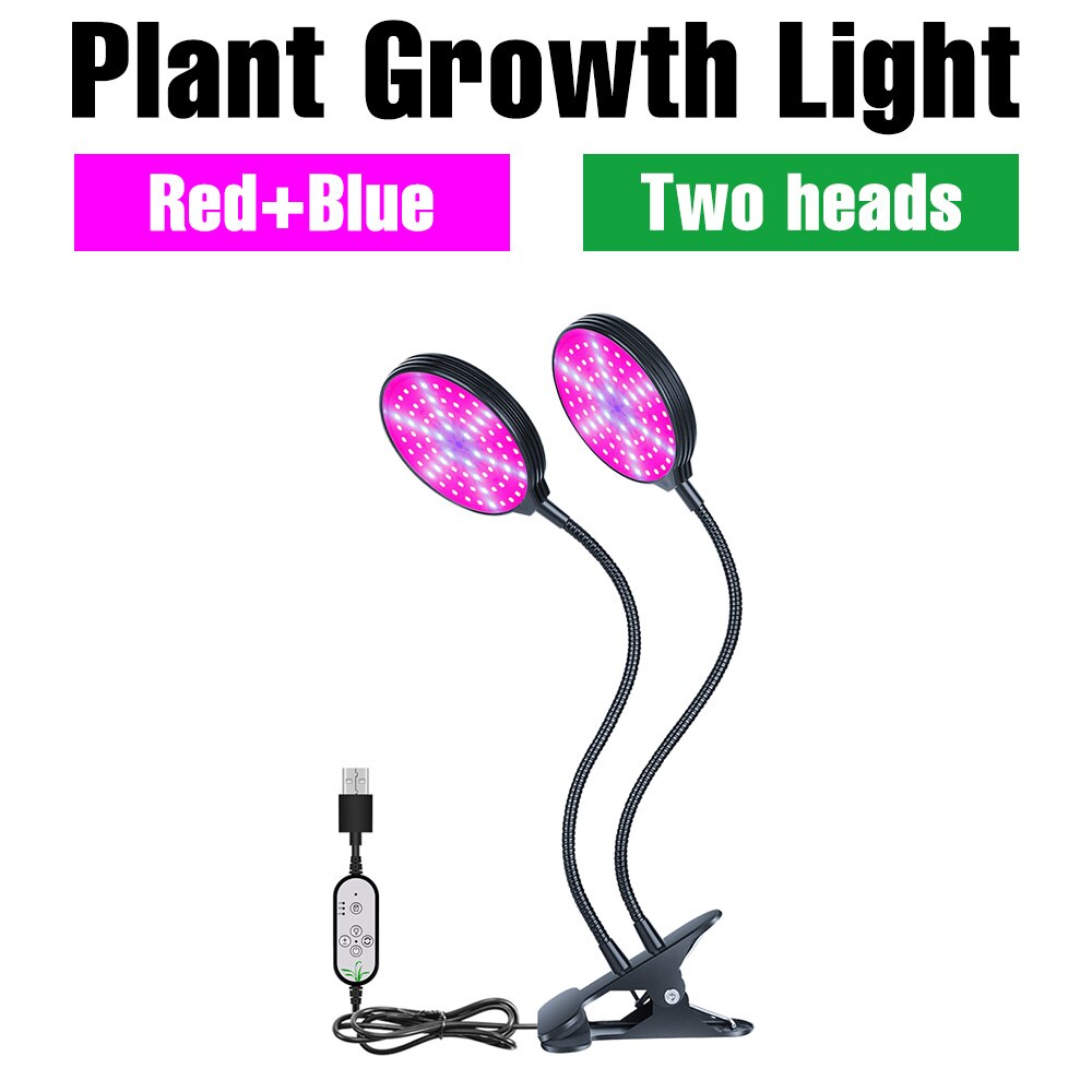 5v usb phyto lampe vokse lys led fuld spektrum lys plante voksende lampe fitolampe til frøplanter blomst fitolampy vokse telt boks: 2 hoveder 30w