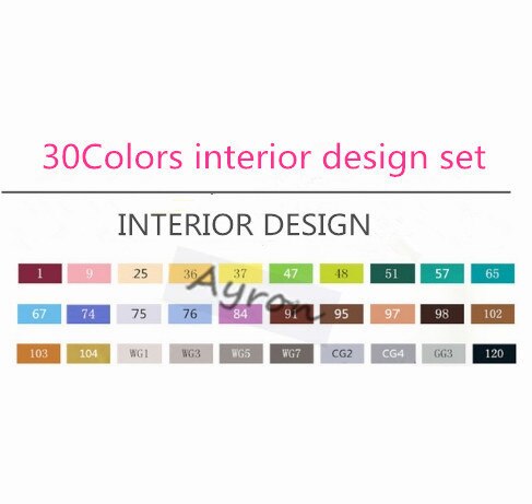 TOUCHFIVE – ensemble de marqueurs artistiques, 30 couleurs, à l'alcool à l'huile, à double tête, pour artistes, croquis, dessin d'animation, Manga: Interior 30 colors