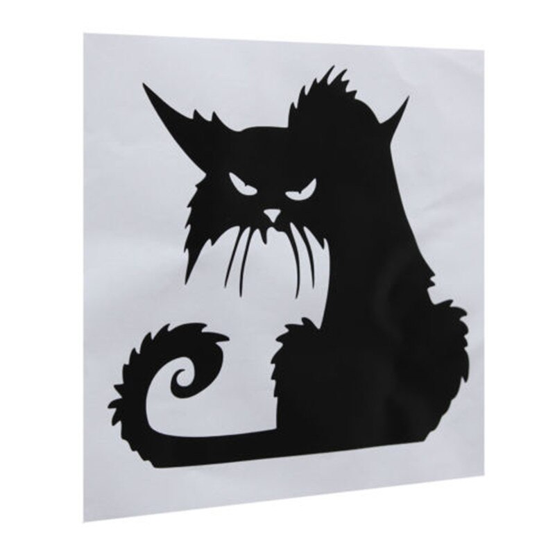 Angry Black Cat Window Sticker Removable Shop Showcase Window Wall Laptop Halloween Vinyl Decal Sticker Home Party Decoration: Default Title