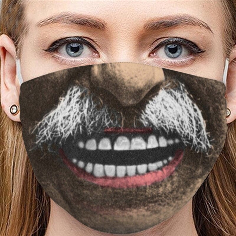 18 tipos adultos Anti-polvo Arena de escape protector solar divertido cara boca tapas bufanda transpirable ciclismo caras protección Mondkapjes Wasbaar: F
