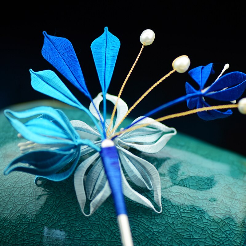 Handmade bun / traditional wrapped flower DIY kit Hair accessories with traditional clothing Silk embroidery thread