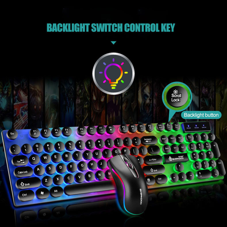 Keyboard and mouse wired combo set USB wired keyboard and mouse chicken gaming keyboard 3C036