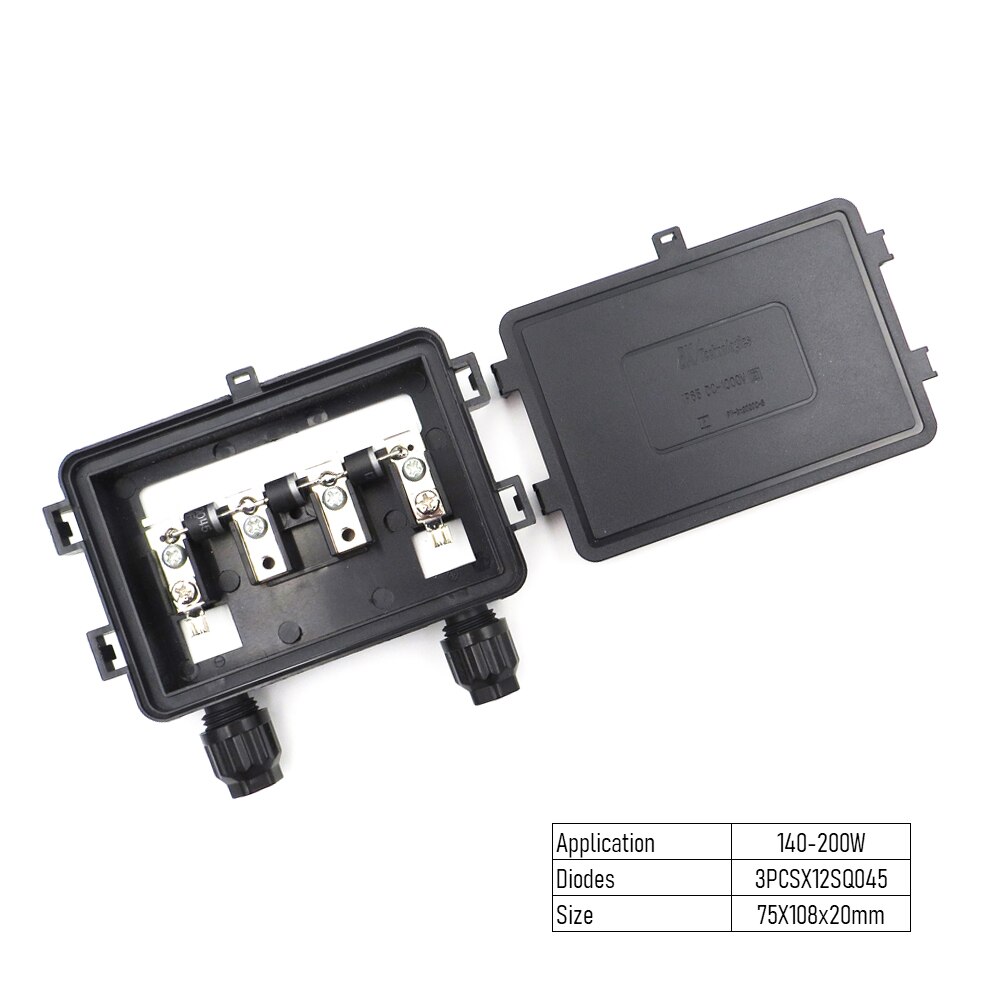 Solar Junction Box for Solar Panel connect PV solar cable connection 5 10 15 20 25 30 40 50 60 80 100 120 150 200 250 300 350 W: PV-BX2020C-3R