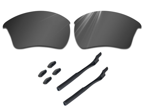Glintbay 100%  nauwkeurige, geavanceerde zwarte vervangende lenzen en zwarte rubberen kit voor oakley half jacket 2.0 xl zonnebril: Default Title